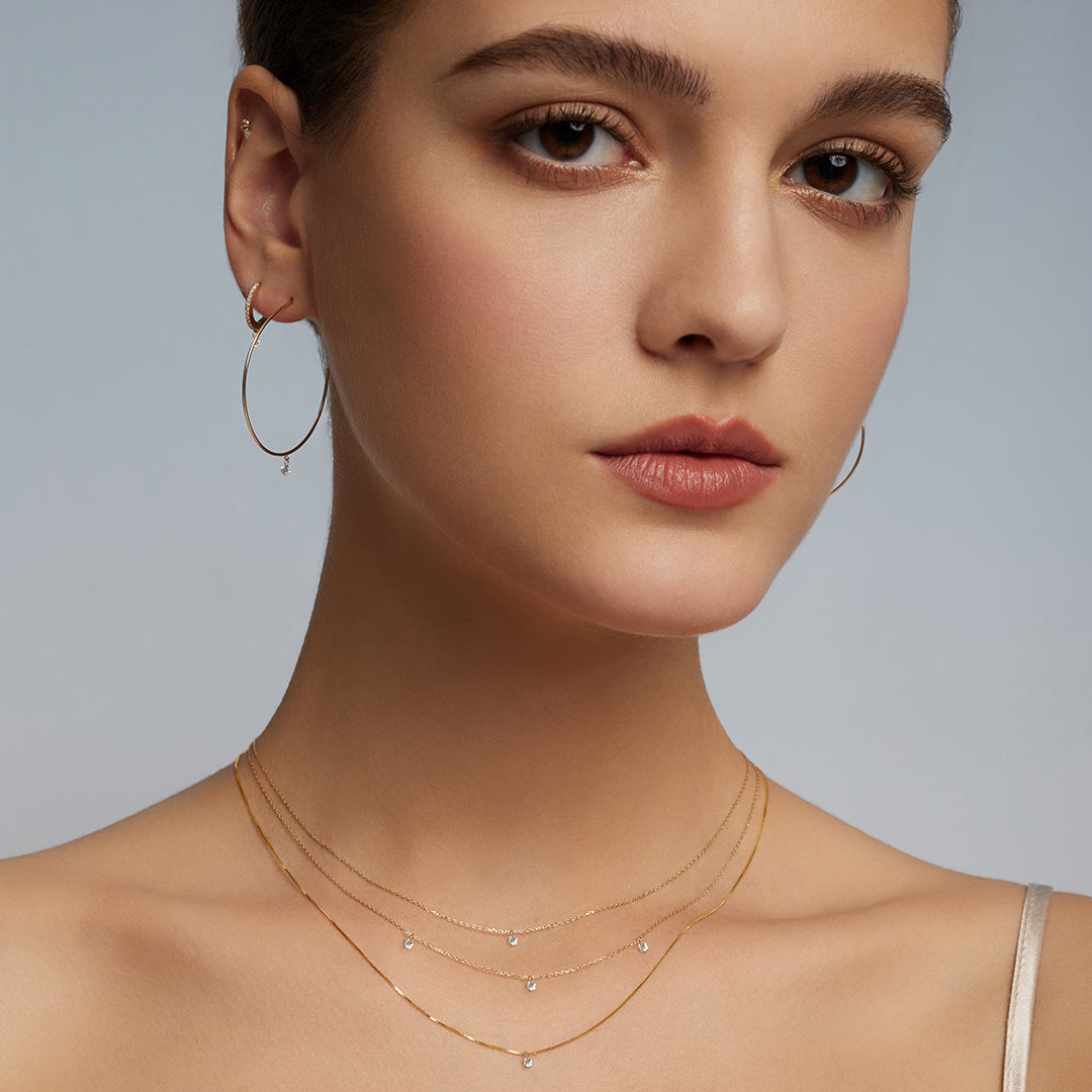 CHASSE | Pear Shape Floating Diamond Necklace