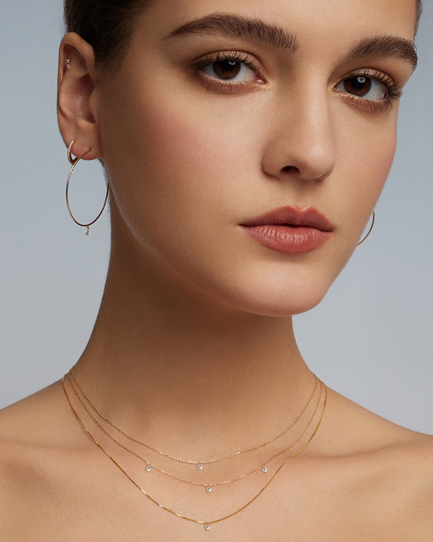 CHASSE | Pear Shape Floating Diamond Necklace