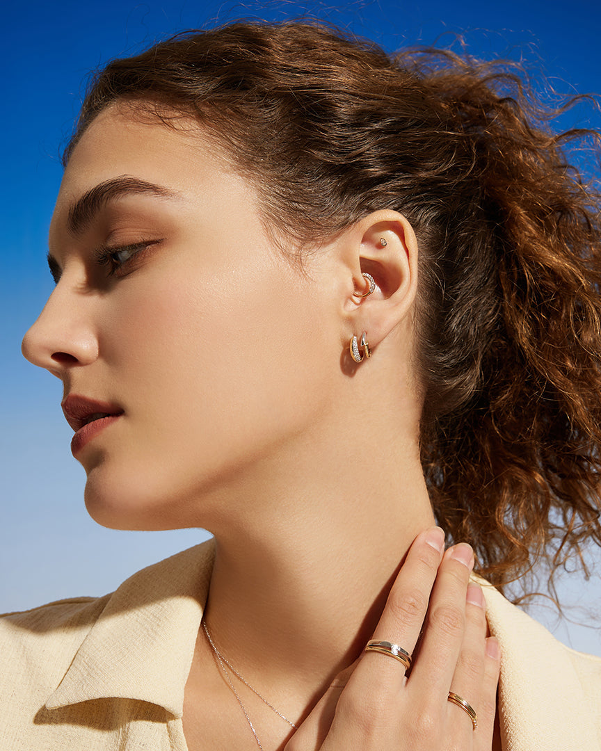 DICARRO | Two-Tone Geometric Huggie Earring