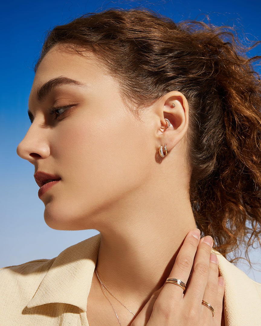 GILEA | Two-Tone Pave Lab Grown Diamond Huggie