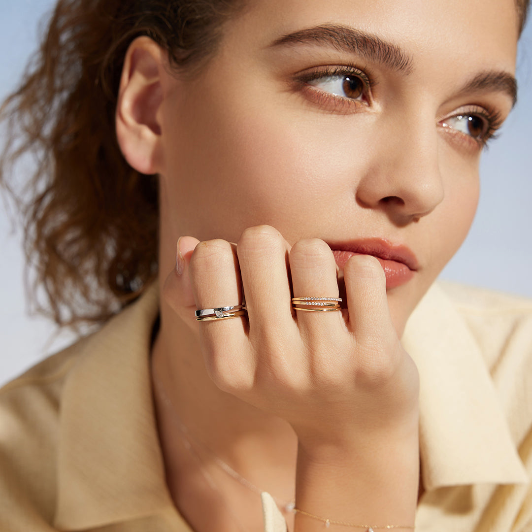 Two-Tone Bezel Pear LGD Ring