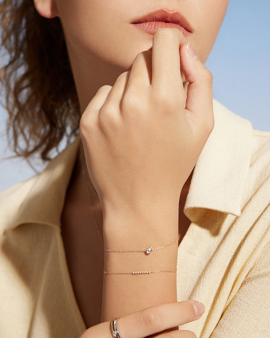 SANILIA | Two-Tone Bezel Pear Lab Grown Diamond Bracelet