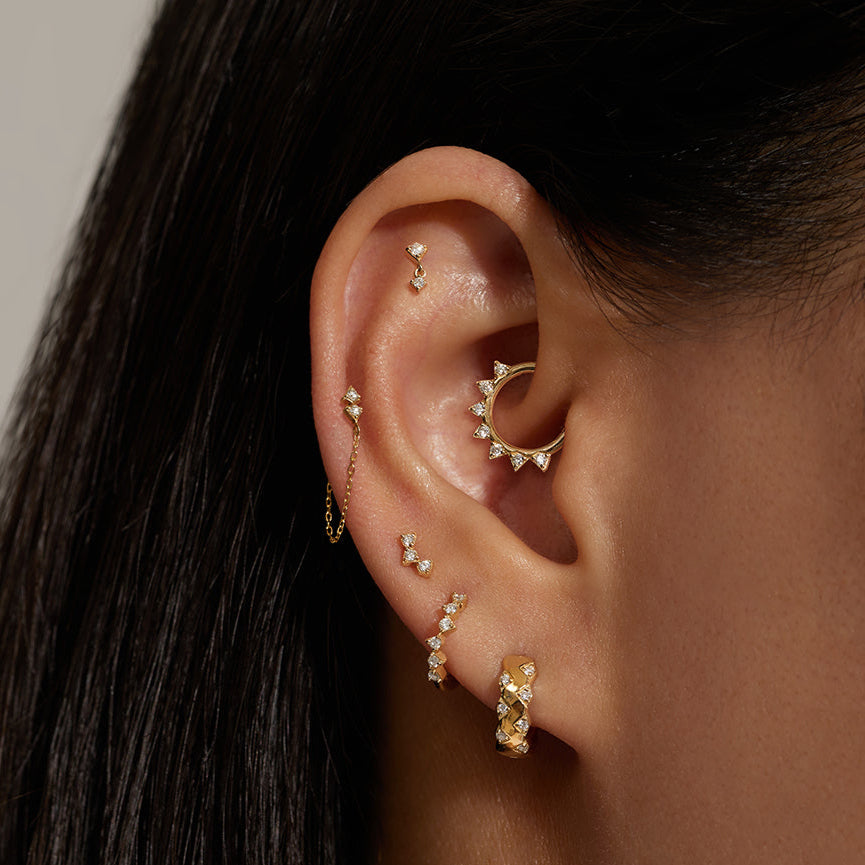 14k solid gold Lab-Grown Diamond Drop Chain Single Earring