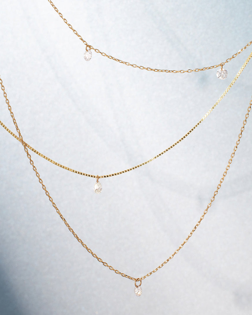 CHASSE | Pear Shape Floating Diamond Necklace