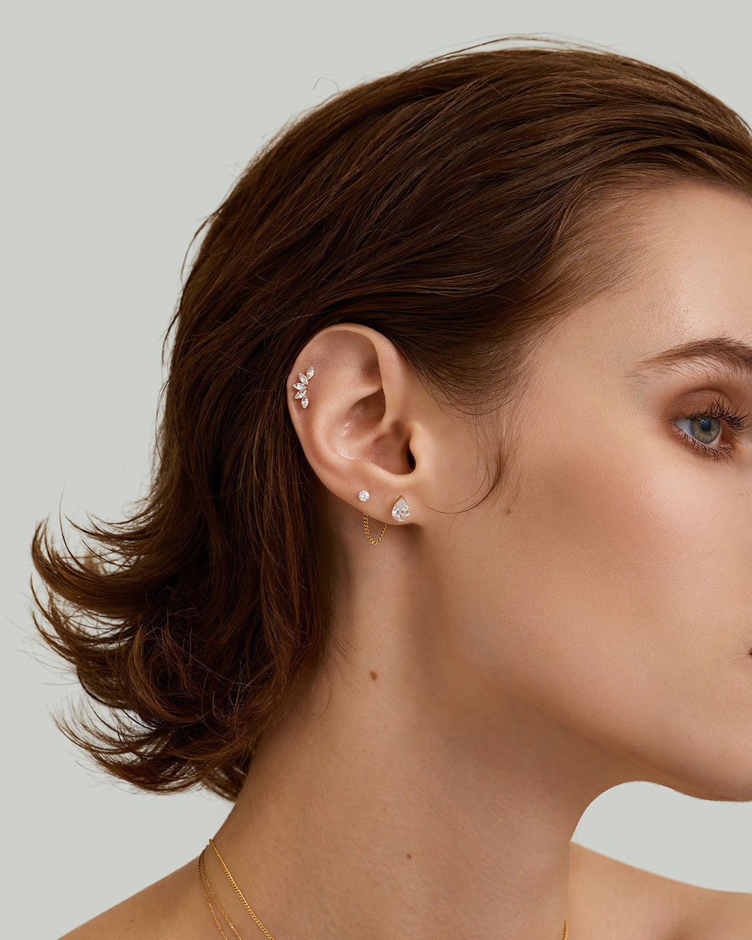 Lotus Garland Lab Grown Diamond Flatback Stud