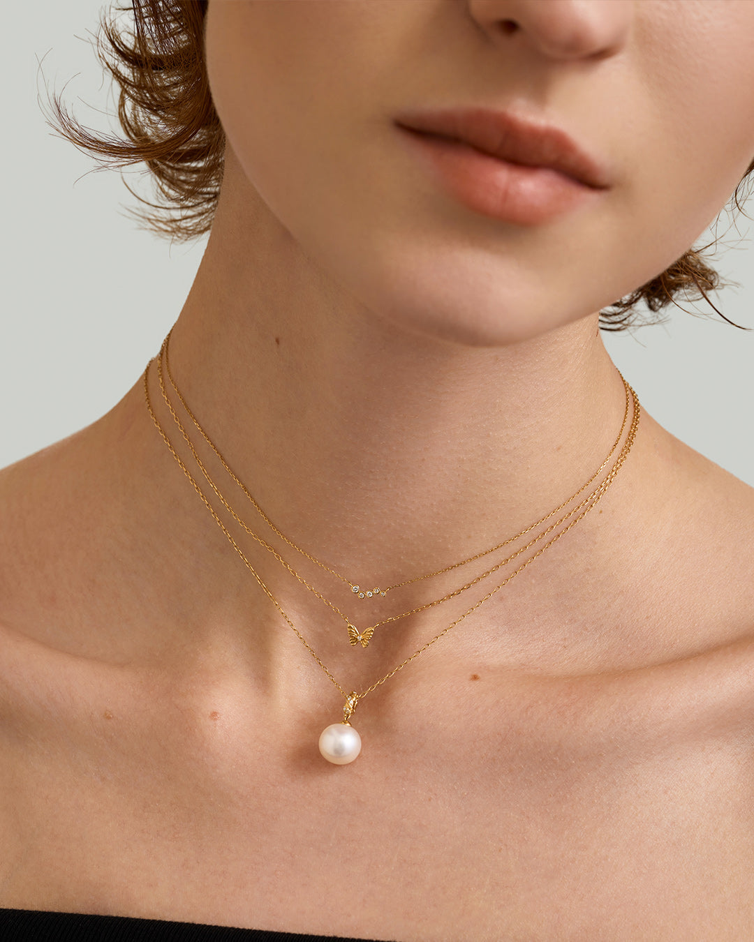 KALINDA | Pearl Necklace with Lab Grown Diamond Accent