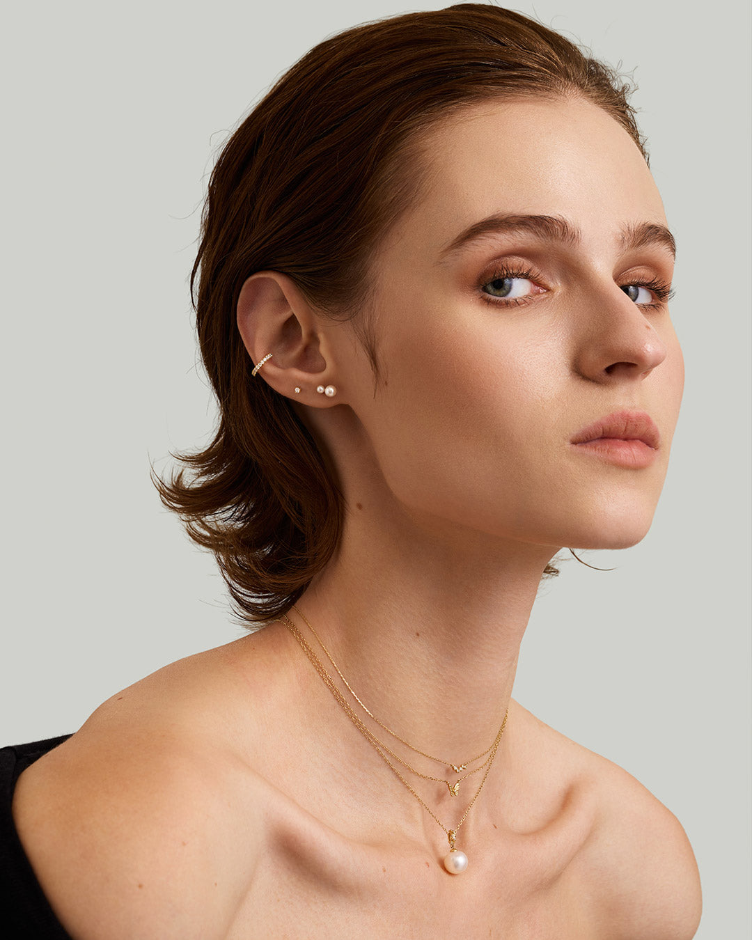 aurelie gi Pearl with Lab Grown Diamond Accent Single Stud Earring