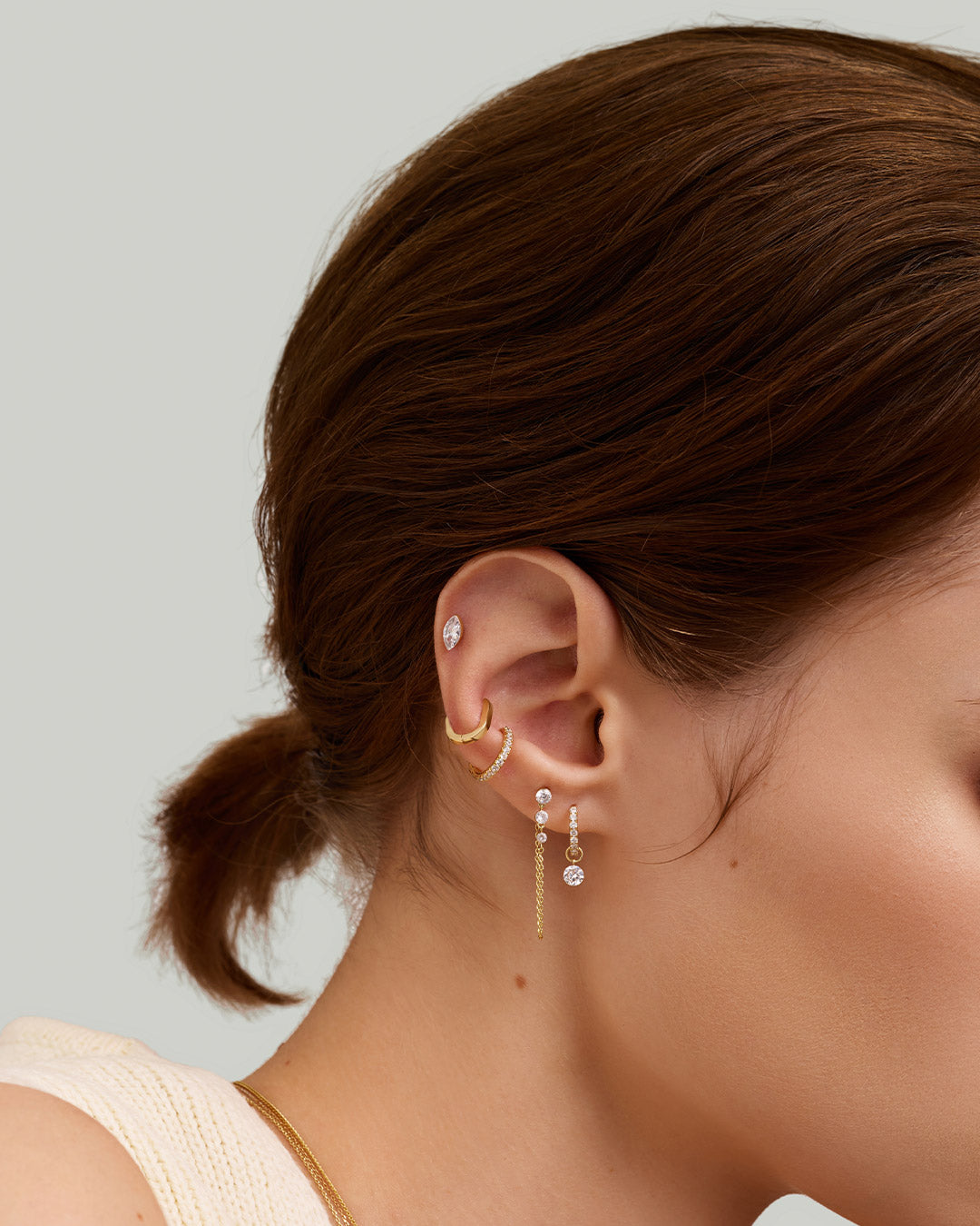 Lab Grown Diamond Drop Chain Stud Earring