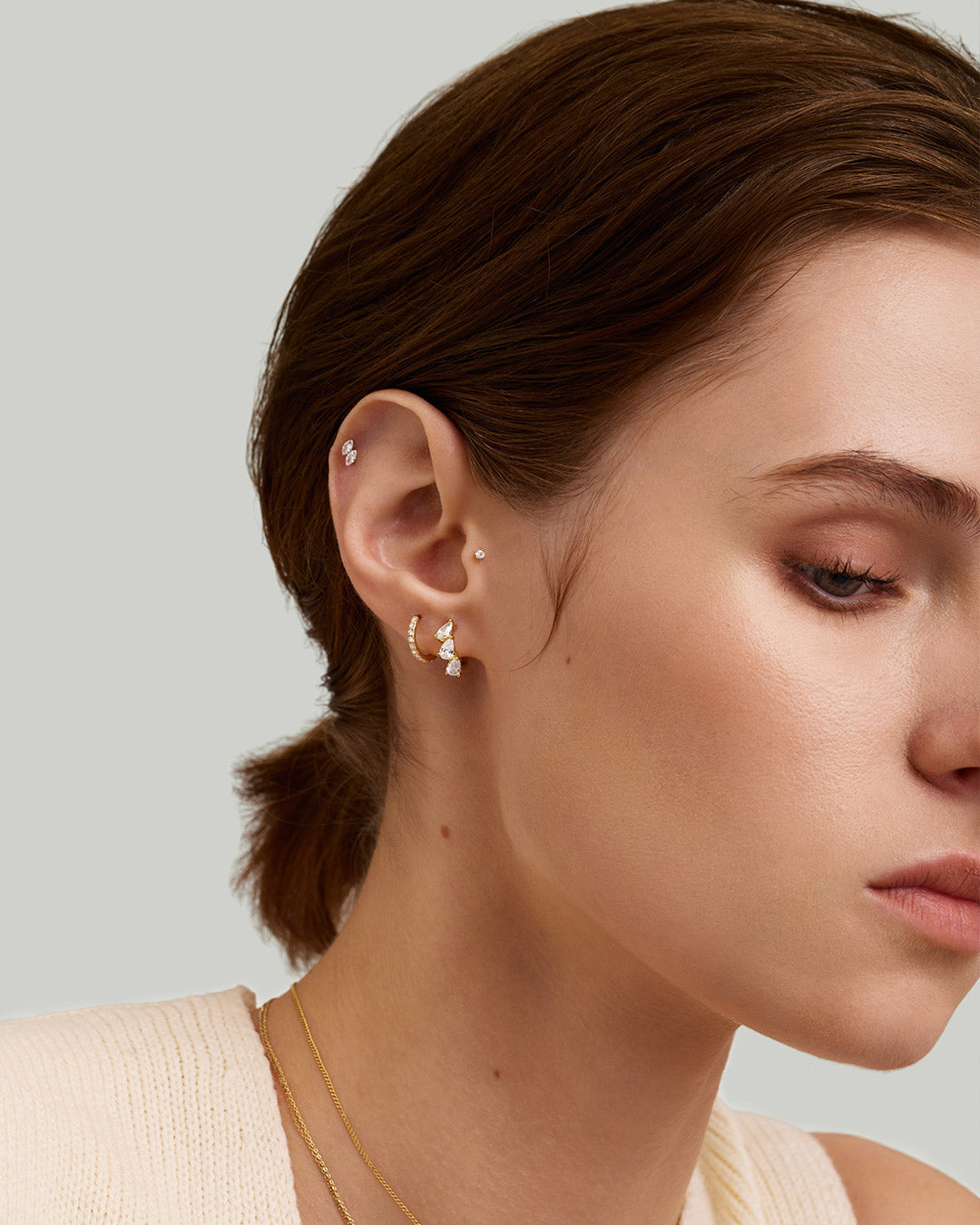Marquise Trio Lab Grown Diamond Huggie Hoop
