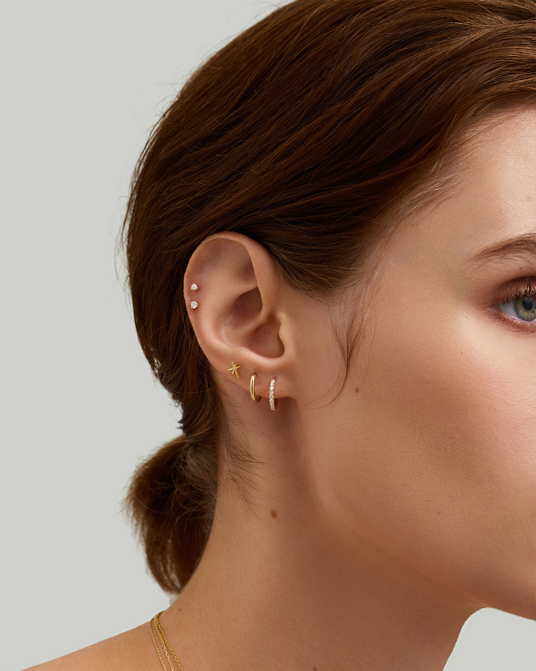 Single Diamond Starburst Threadless Flatback Earring