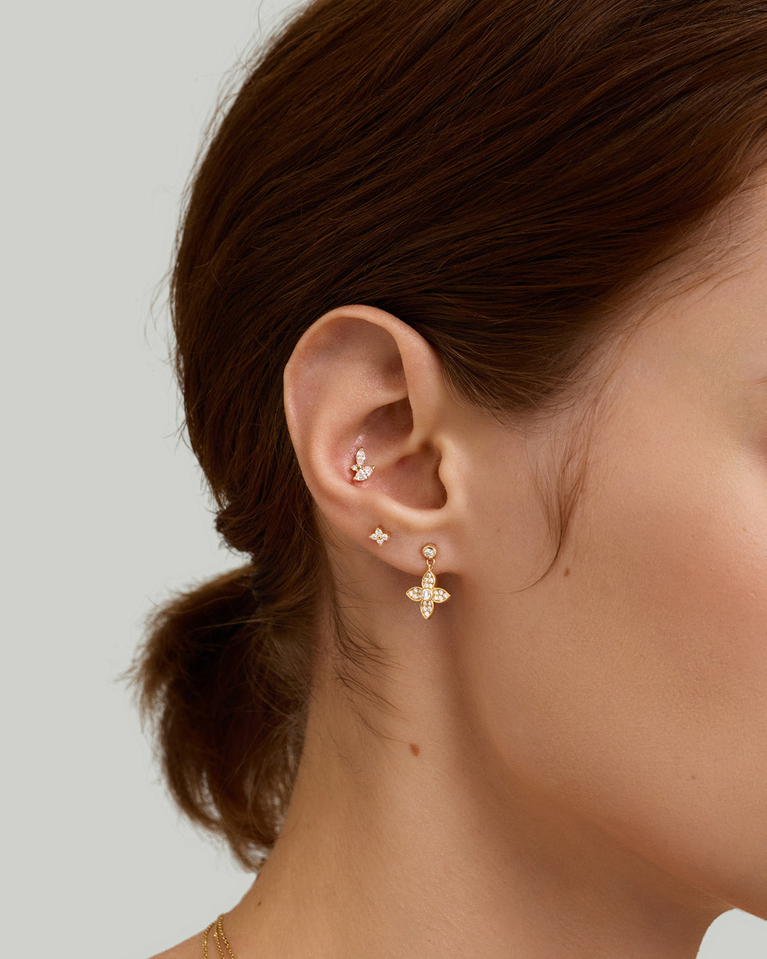 Dangling Clover Lab Grown Diamond Single Stud Earring