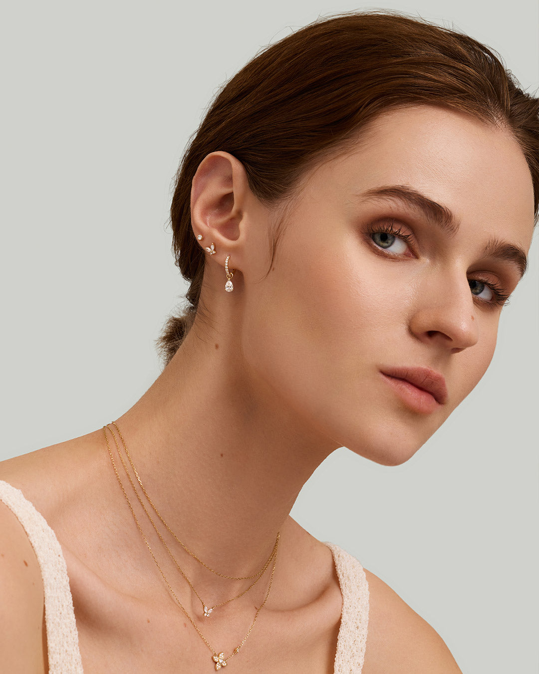 CASSANDRA | Marquise Lab Grown Diamond Butterfly Threadless Flatback Earring