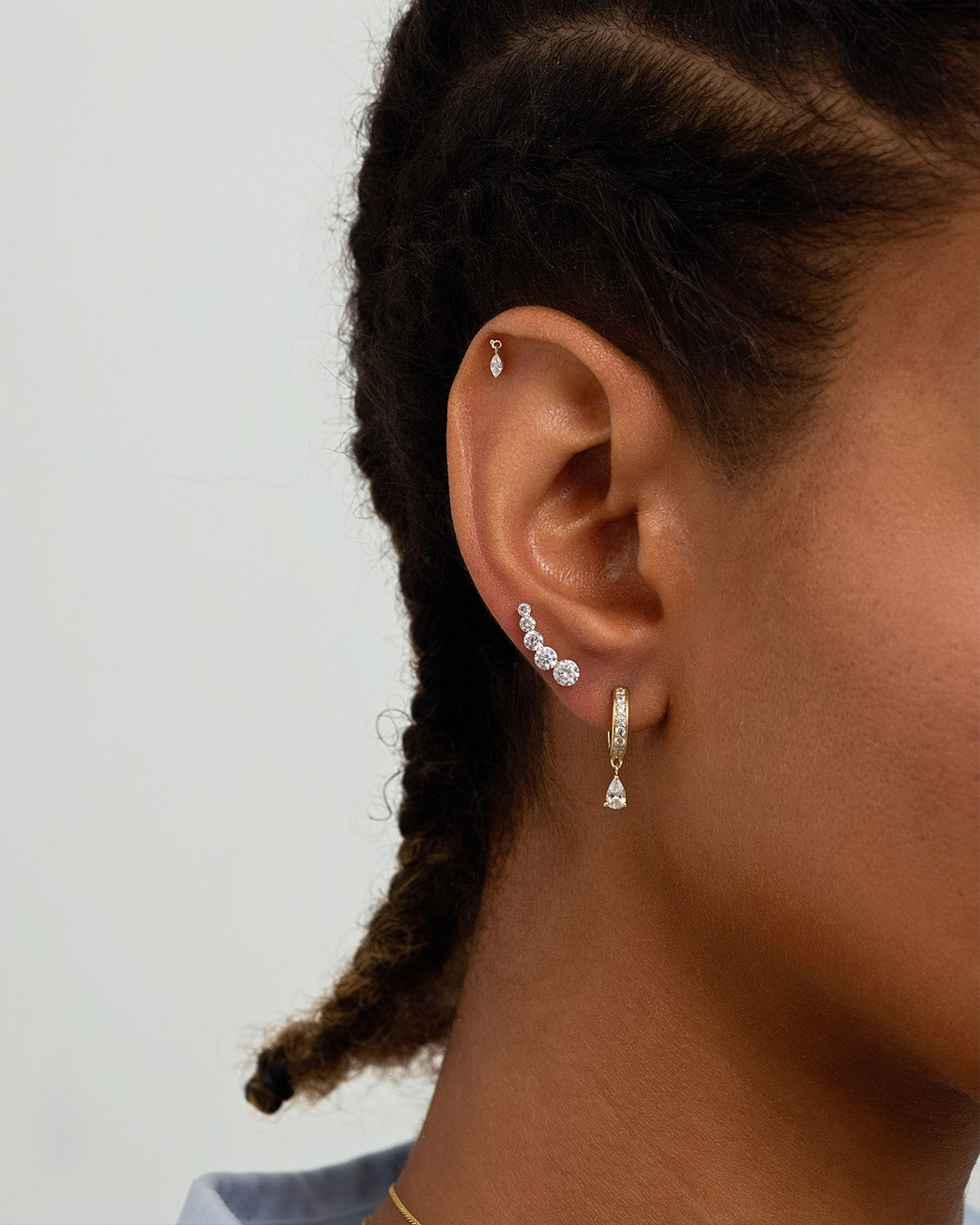 Graduated Lab Grown Diamond Curve Flatback Stud