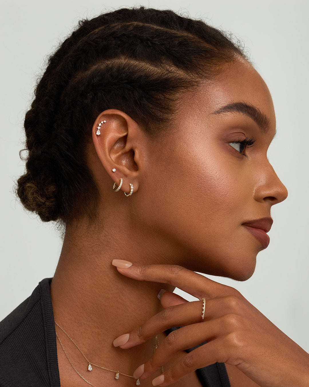 ADALYNN | Pear and Round Lab Grown Diamonds Pair Stud Earrings