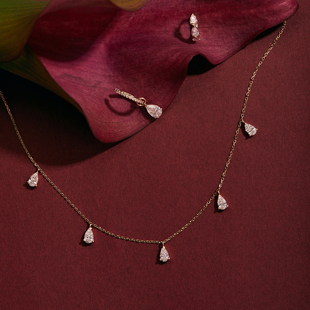 KAYSIA | Dangling Pear Lab Grown Diamonds Necklace