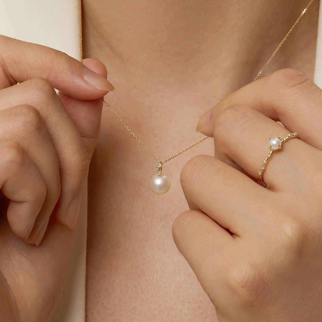 aurelie gi Pearl with Lab Grown Diamond Accent Necklace