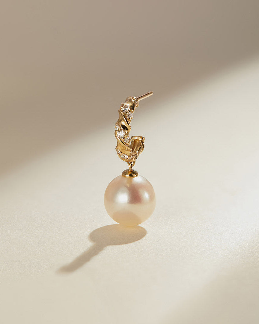 Aurelie gi Pearl and Lab Grown Diamond Dangling Single Stud Earring