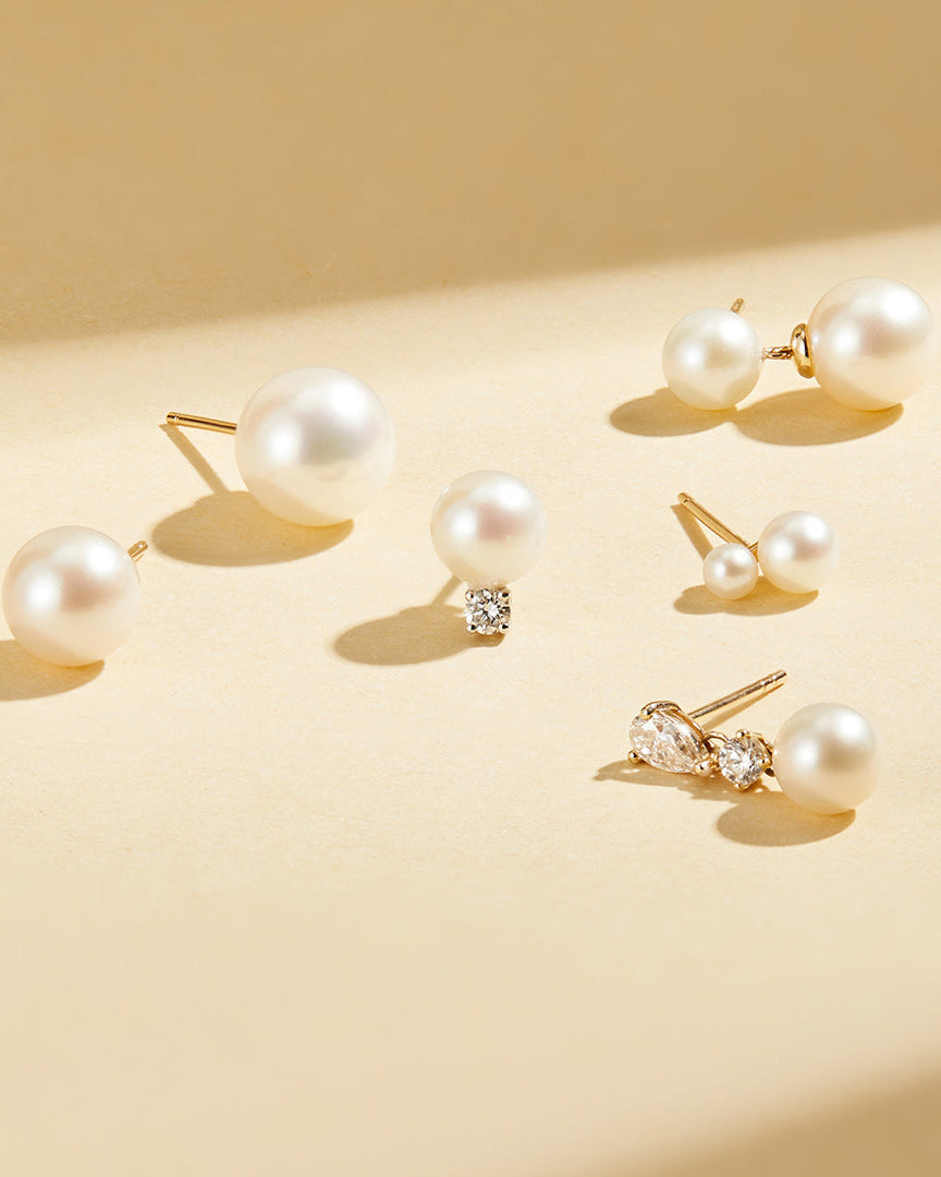 aurelie gi 14k Pearl with Lab Grown Diamond Accent Single Stud Earring