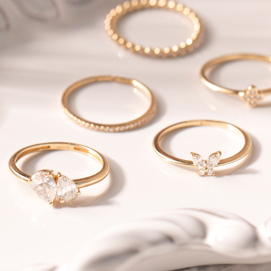 Romantic 14K gold ring with lab-grown diamonds, ideal for Valentine’s Day or anniversary gifting