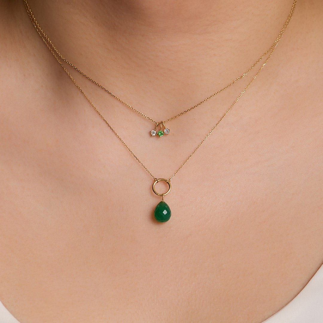 aurelie gi 14K Solid Gold Crystal Charm Necklace for healing