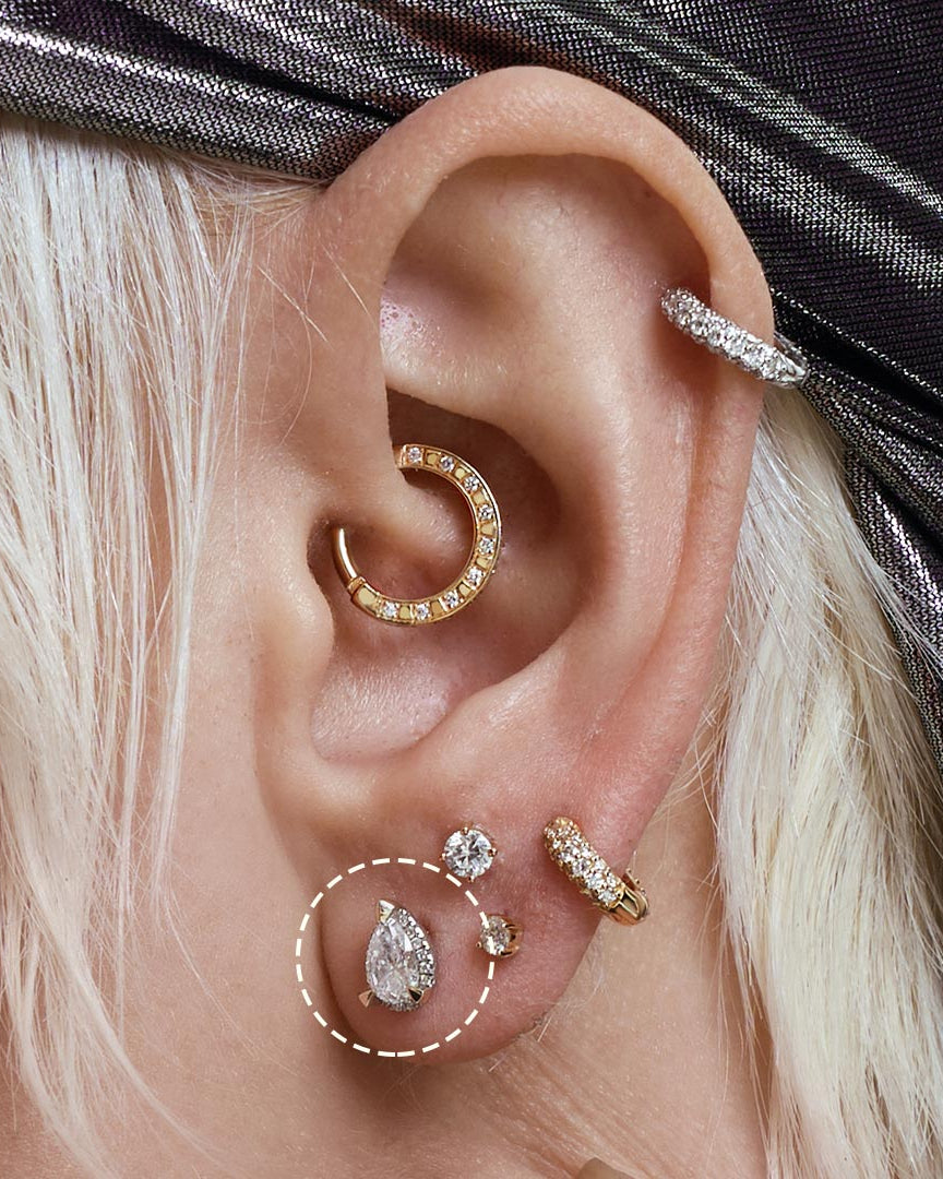 IGGY | Pear Lab Grown Diamond Threadless Flatback Earring
