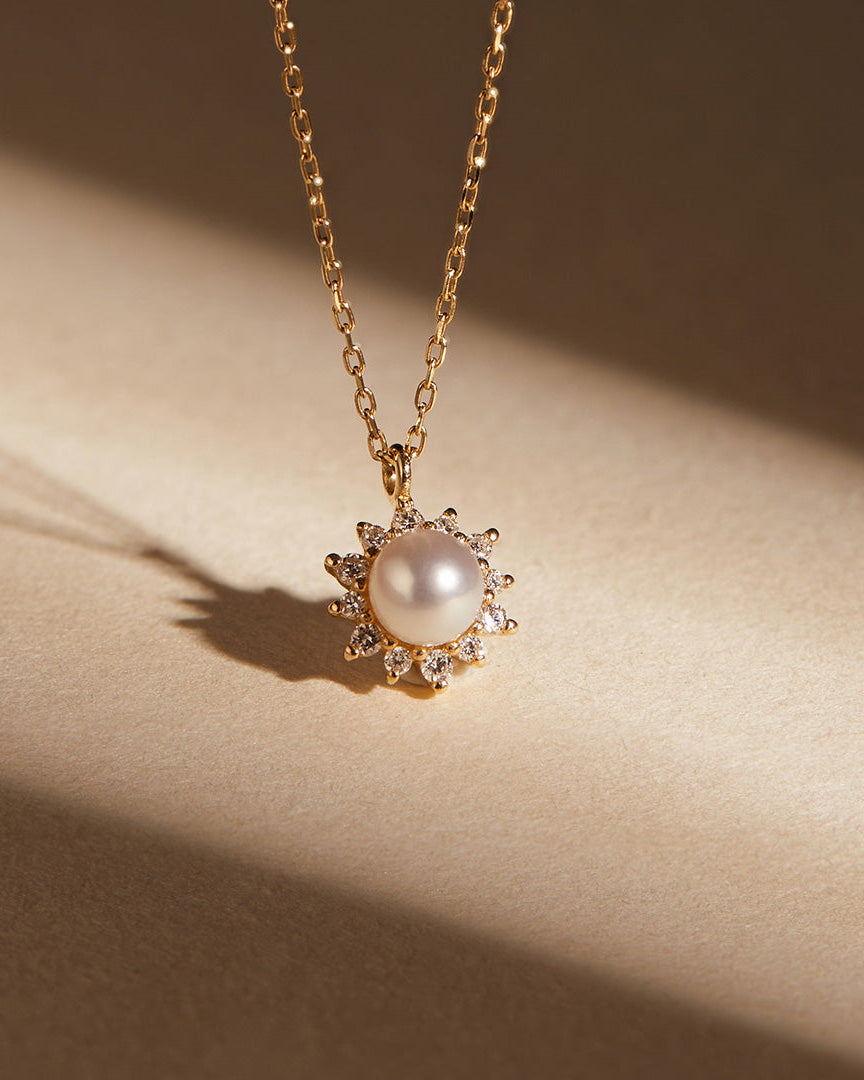 aurelie gi 14k gold Pearl with Lab Grown Diamond Accent Necklace