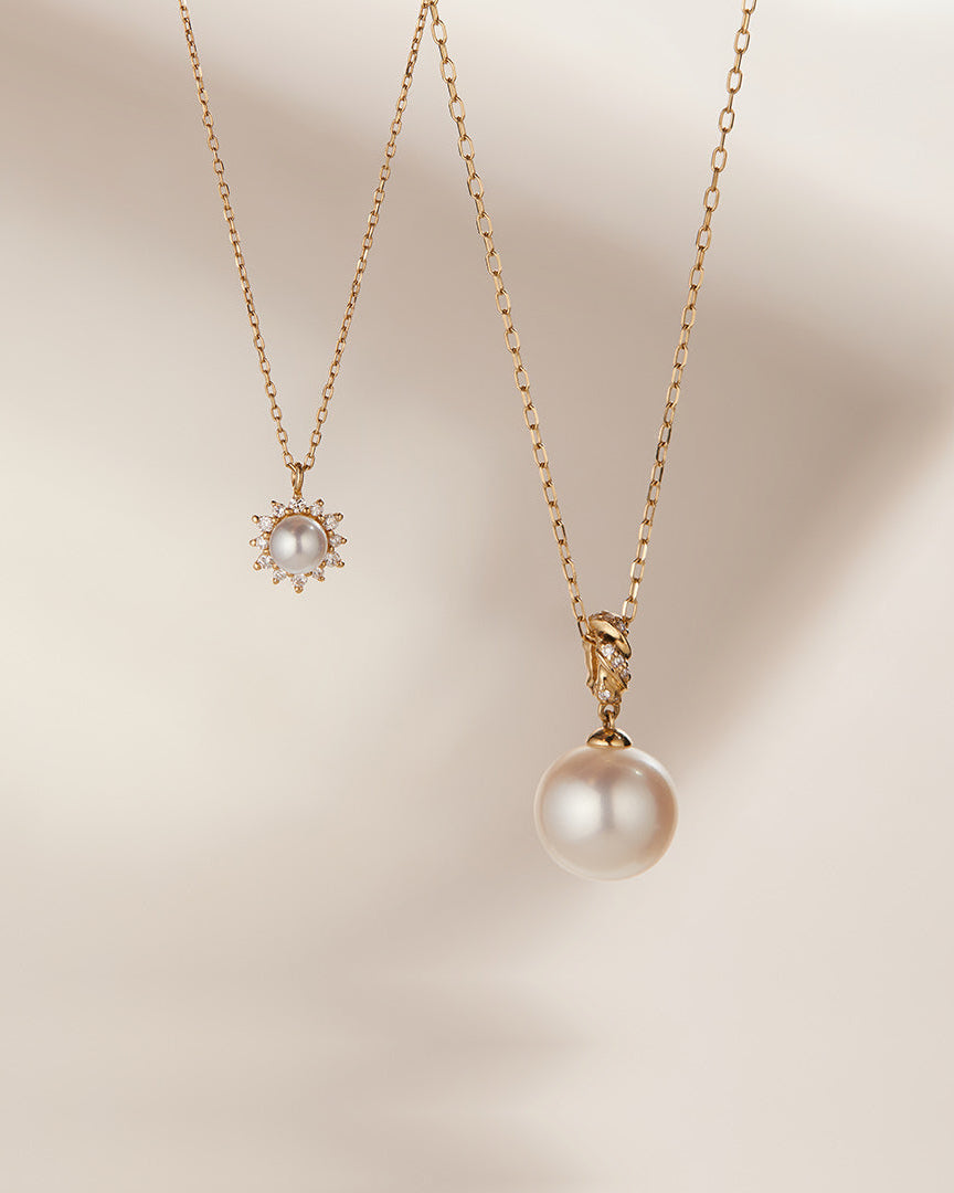 KALINDA | Pearl Necklace with Lab Grown Diamond Accent