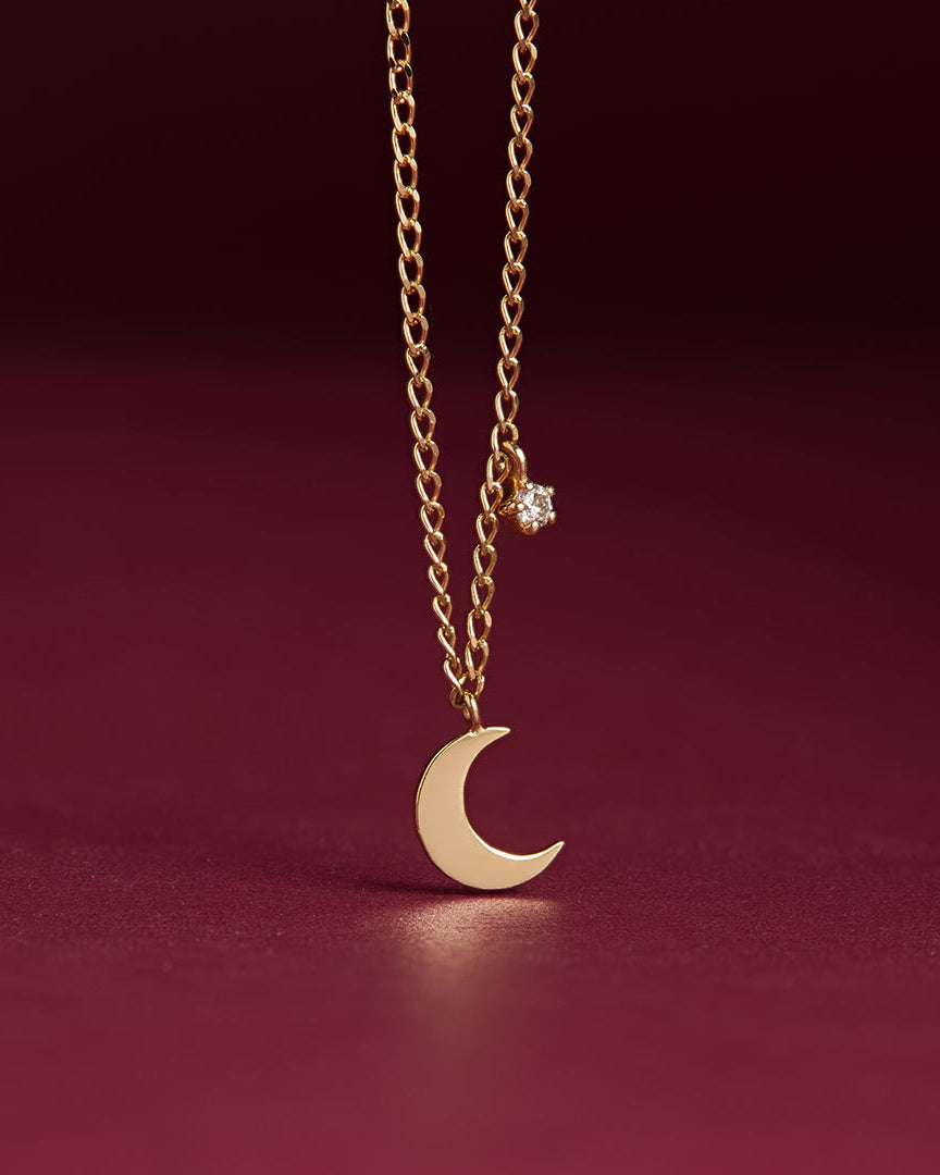Crescent Moon with Lab Grown Diamond Accent Necklace
