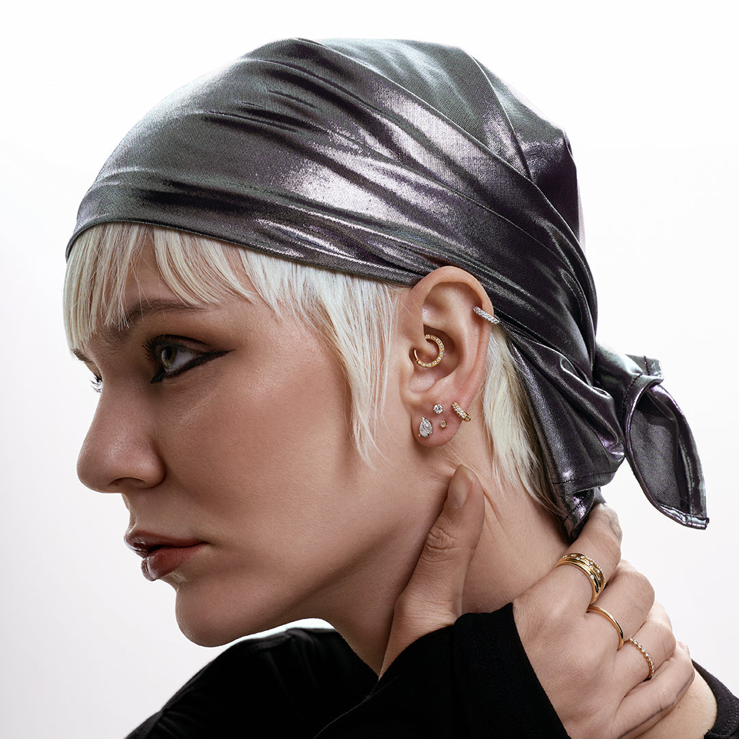 aurelie gi 14k gold Lab Grown Diamond Multi Row Huggie