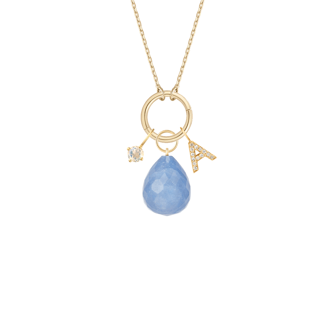 14K Solid Gold Crystal Necklace Set