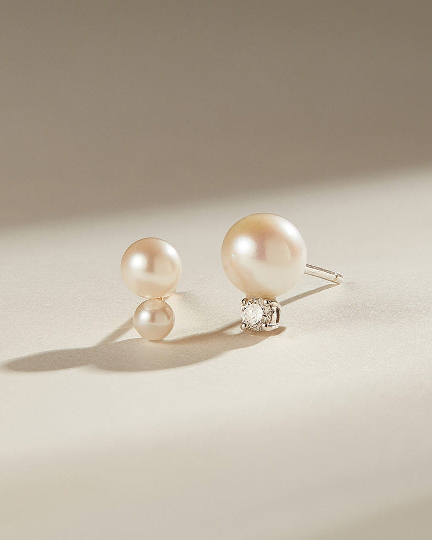 aurelie gi Pearl with Lab Grown Diamond Accent Single Stud Earring