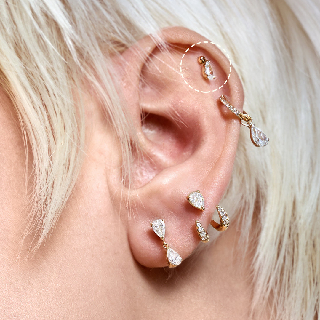 ARABELLA | Pear Lab Grown Diamond DangleThreadless Flatback Earring