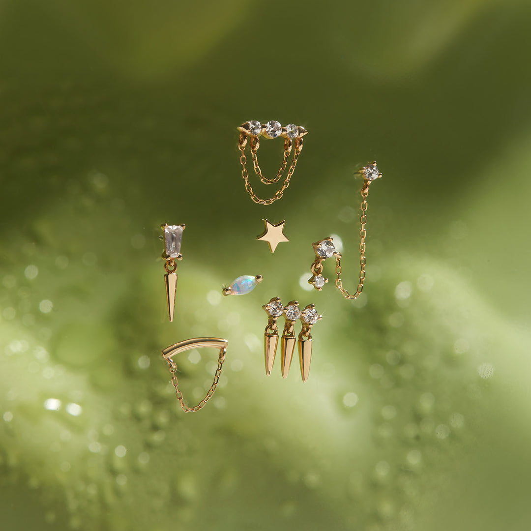 EMERSON | Lab Grown Diamond Triple Drop Threadless Flatback Earring