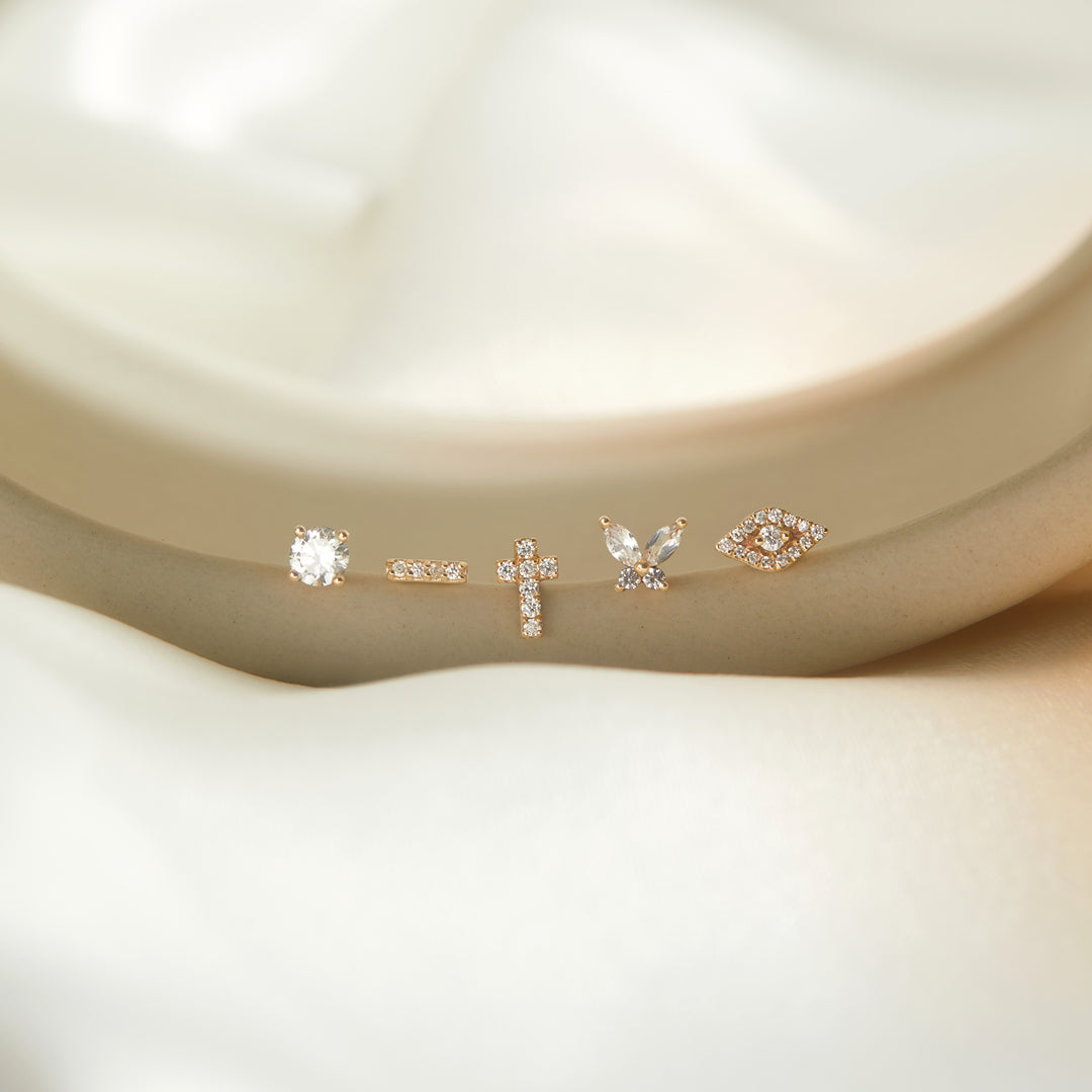 SAINT | Lab Grown Diamond Cross Threadless Flatback Earring