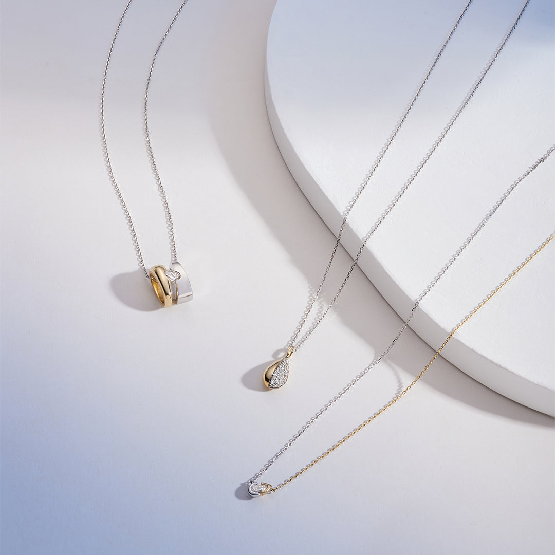 SANILIA | Two-Tone Bezel Pear LGD Pendant Necklace
