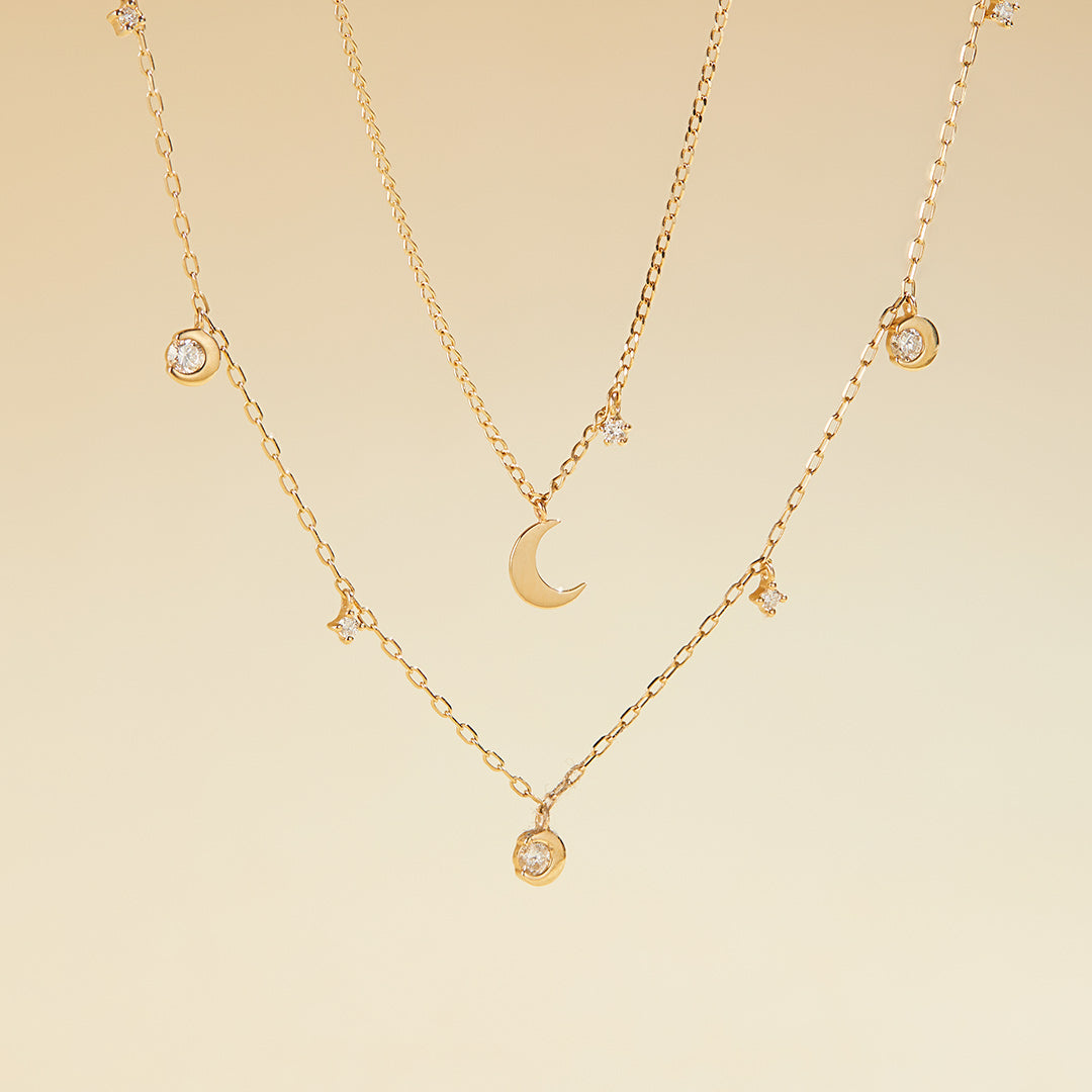 aurelie gi 14k Crescent Moon with Lab Grown Diamond Accent Necklace
