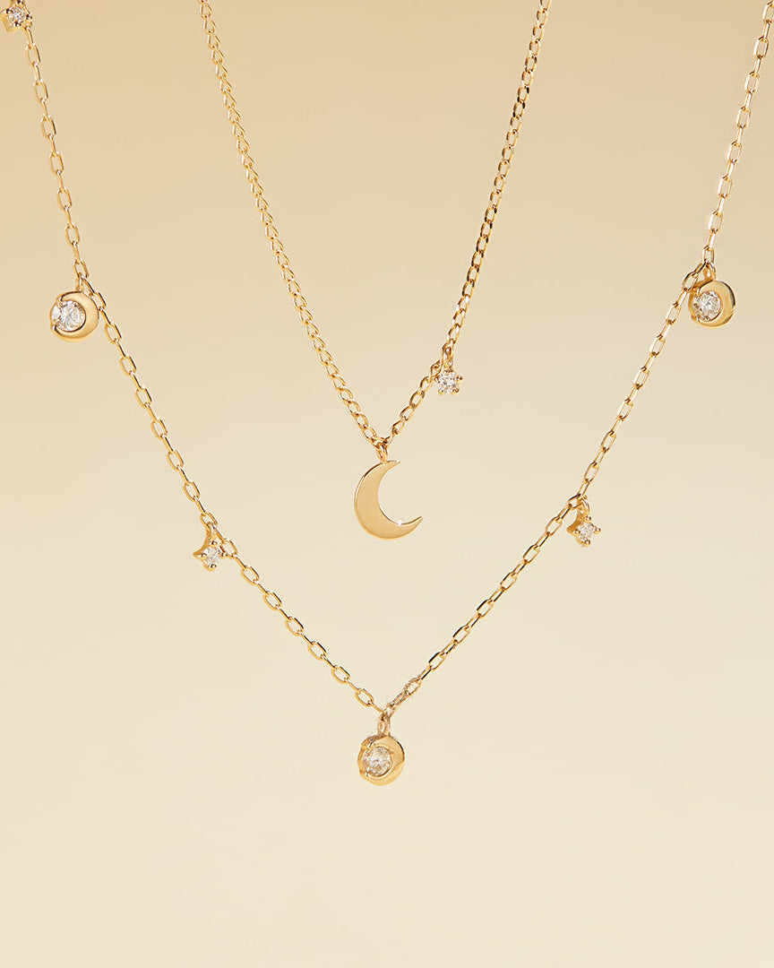 aurelie gi 14k Crescent Moon with Lab Grown Diamond Accent Necklace