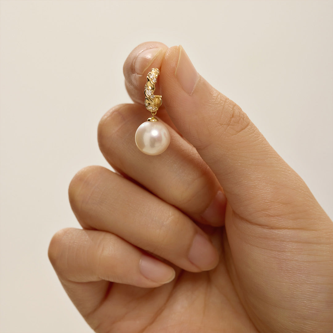 aurelie gi Pearl and Lab Grown Diamond Dangling Single Stud Earring