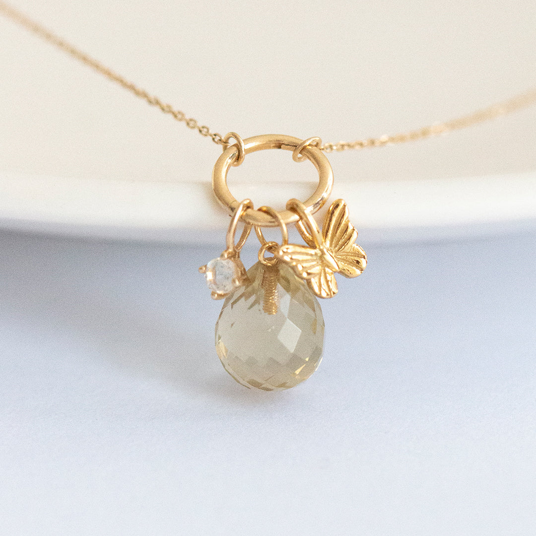 Minimalist layering necklace with crystal pendant