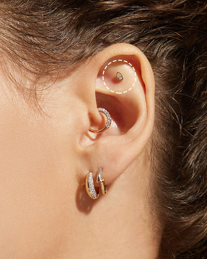 Two-Tone Bezel Pear LGD Threadless Flatback Earring