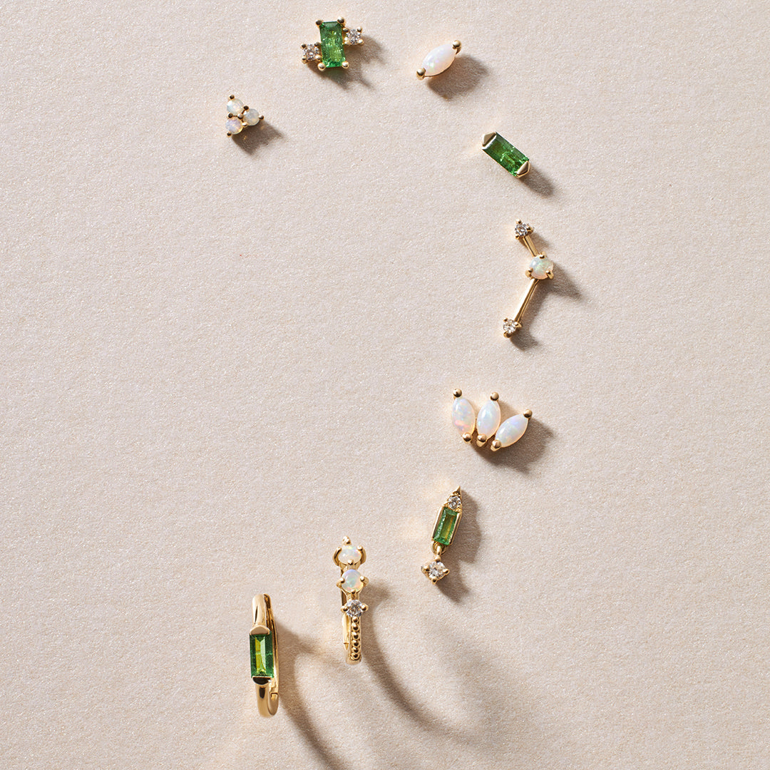 WREN | Tsavorite and Lab Grown Diamond Threadless Flatback Earring