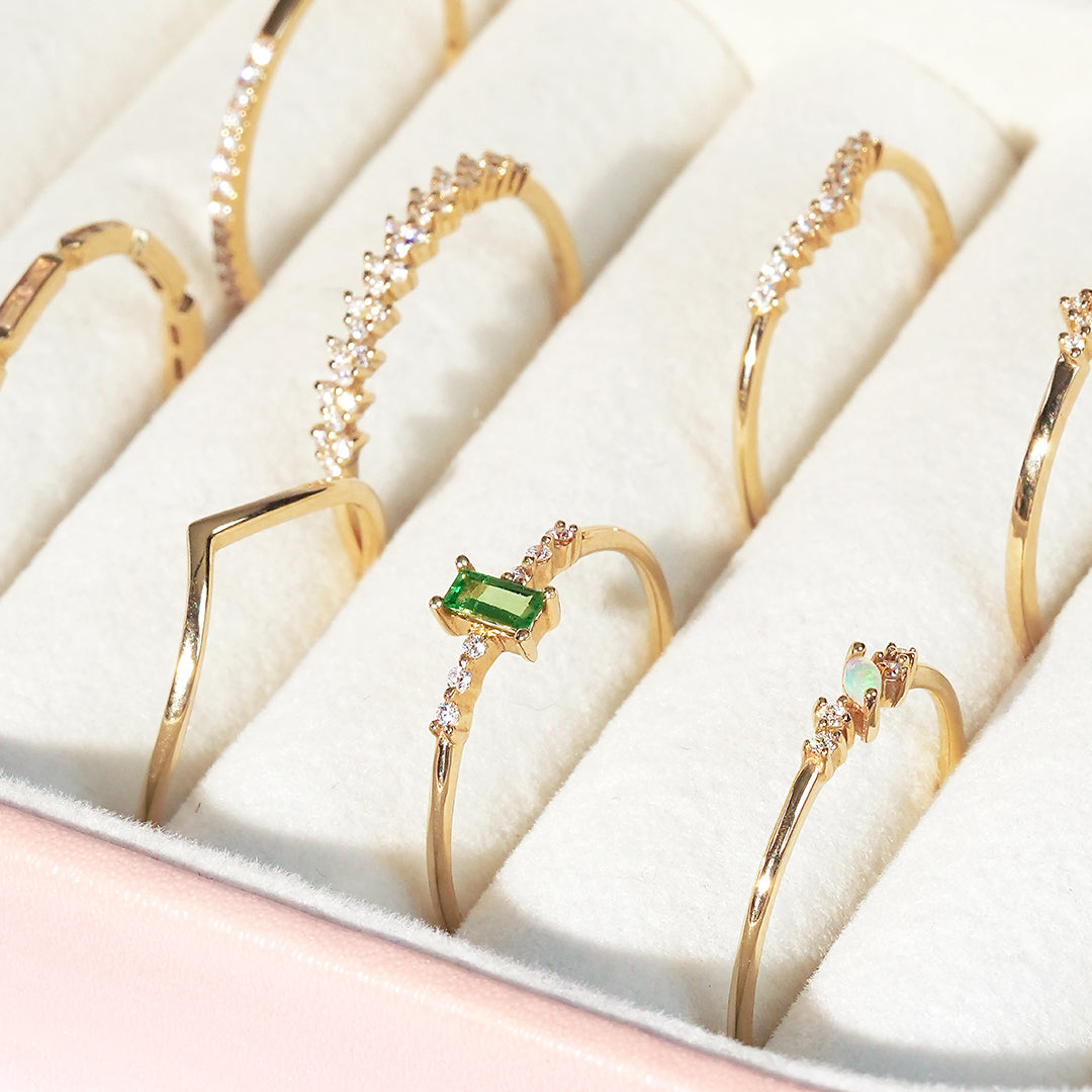 Tsavorite and Lab-Grown Diamond Ring