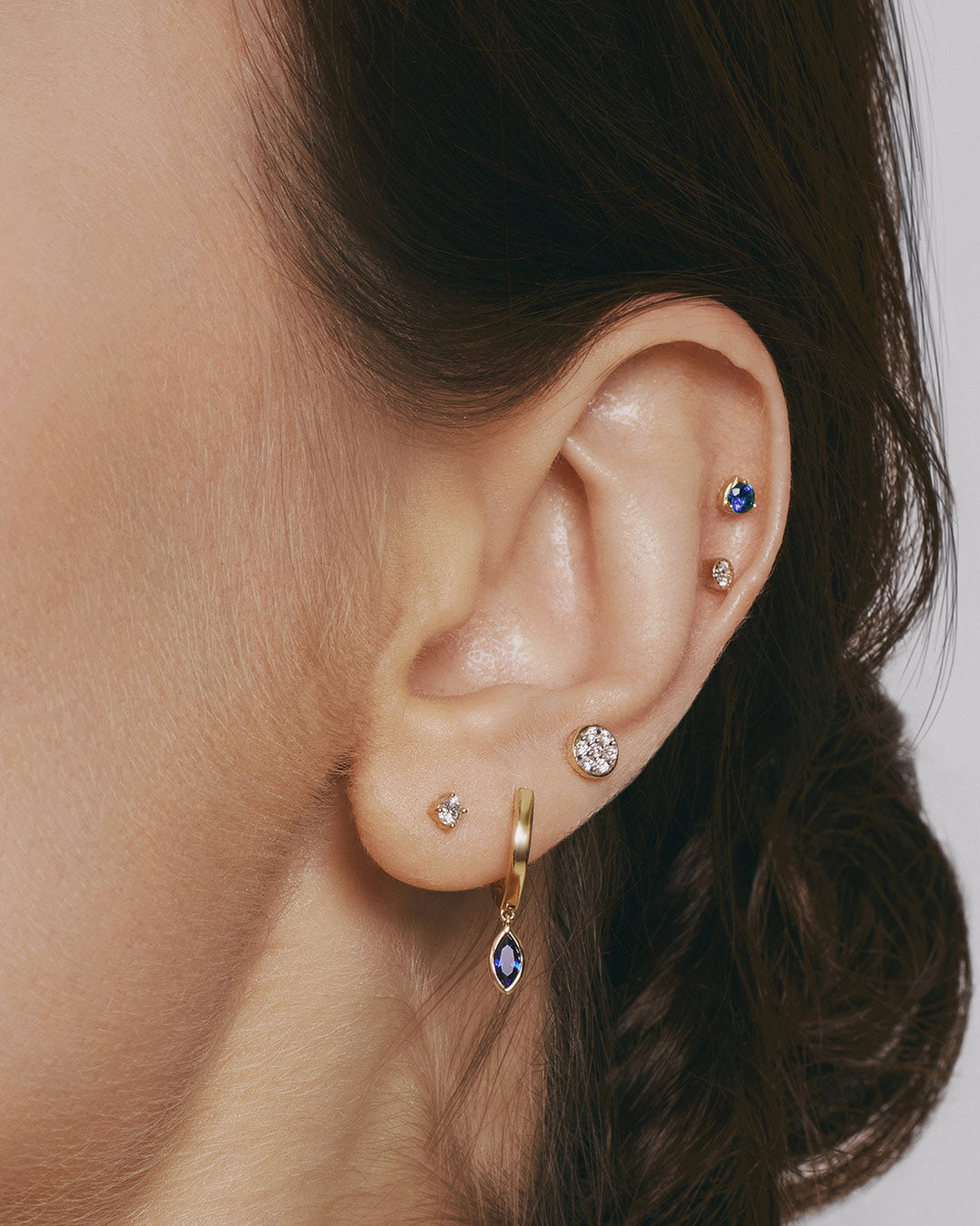 INDIGO | Lab Grown Sapphire Threadless Flatback Earring