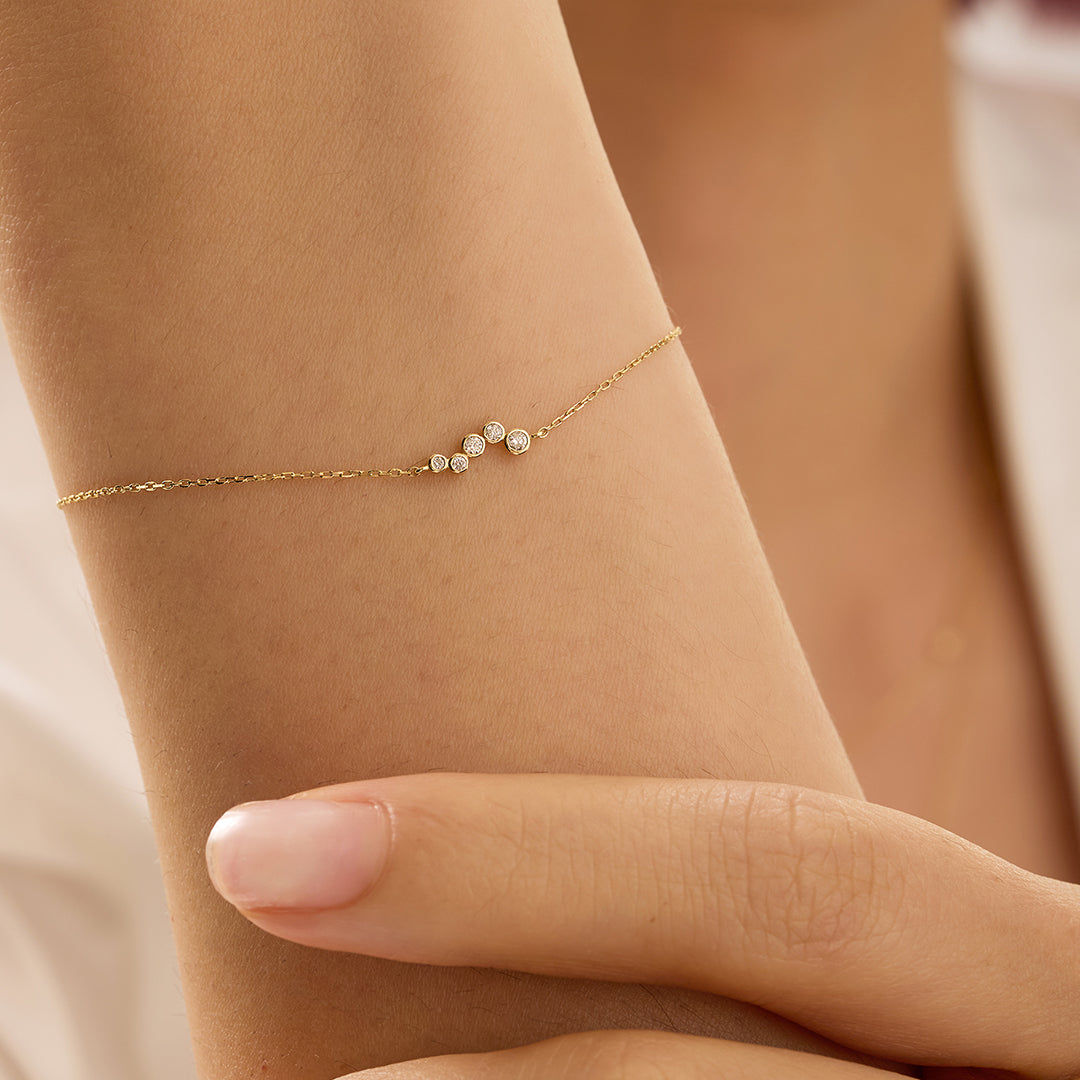 14k gold Natural Diamond Wave Bracelet