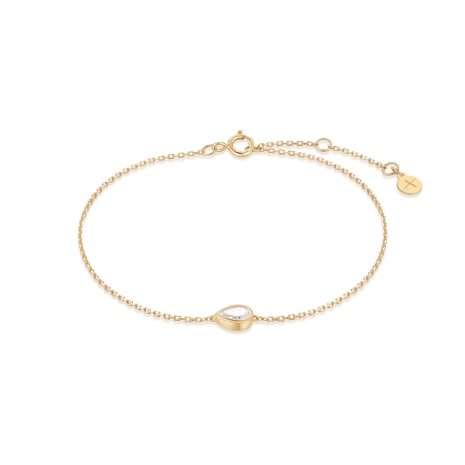 aurelie gi 14k gold Bezel Set Pear Shaped Lab Grown Diamond Bracelet