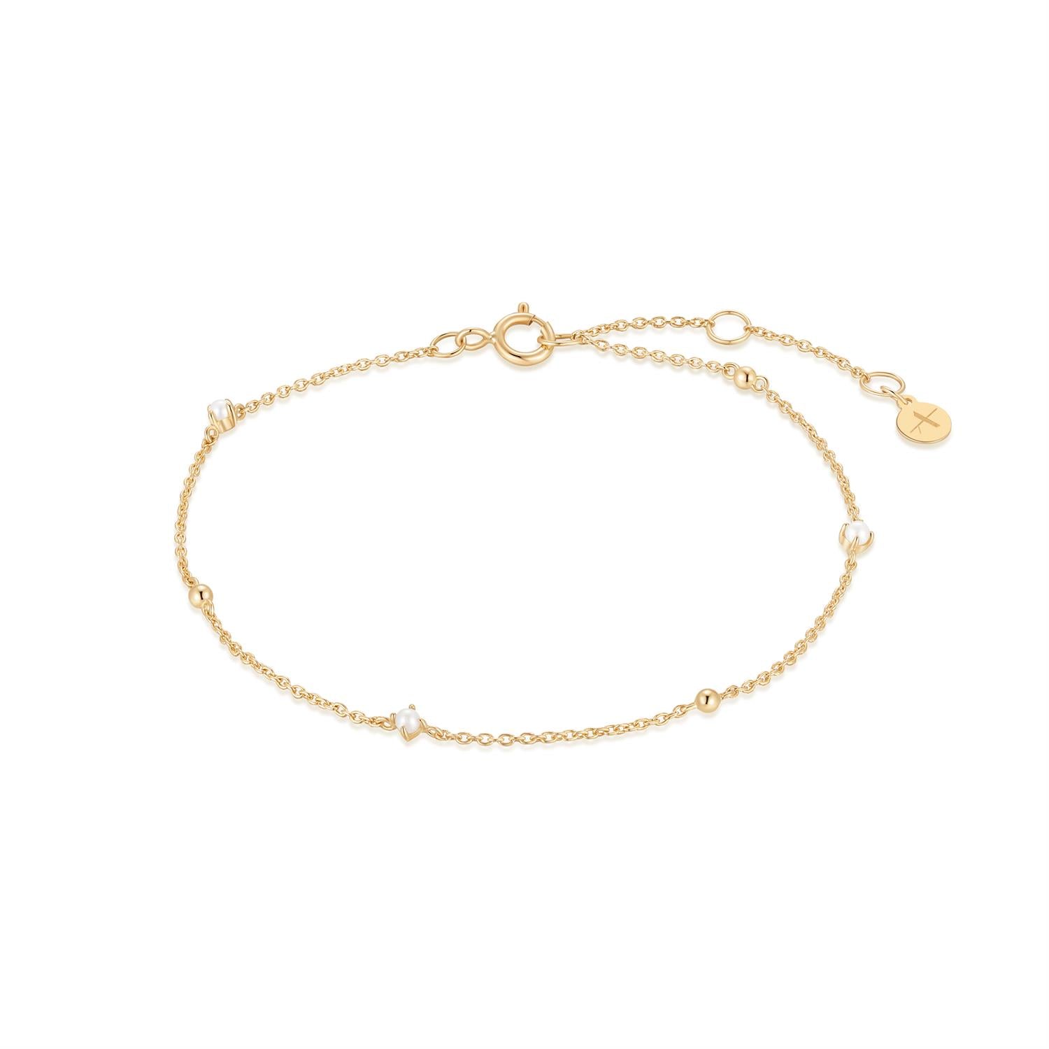 aurelie gi 14k gold Pearl Station Bracelet