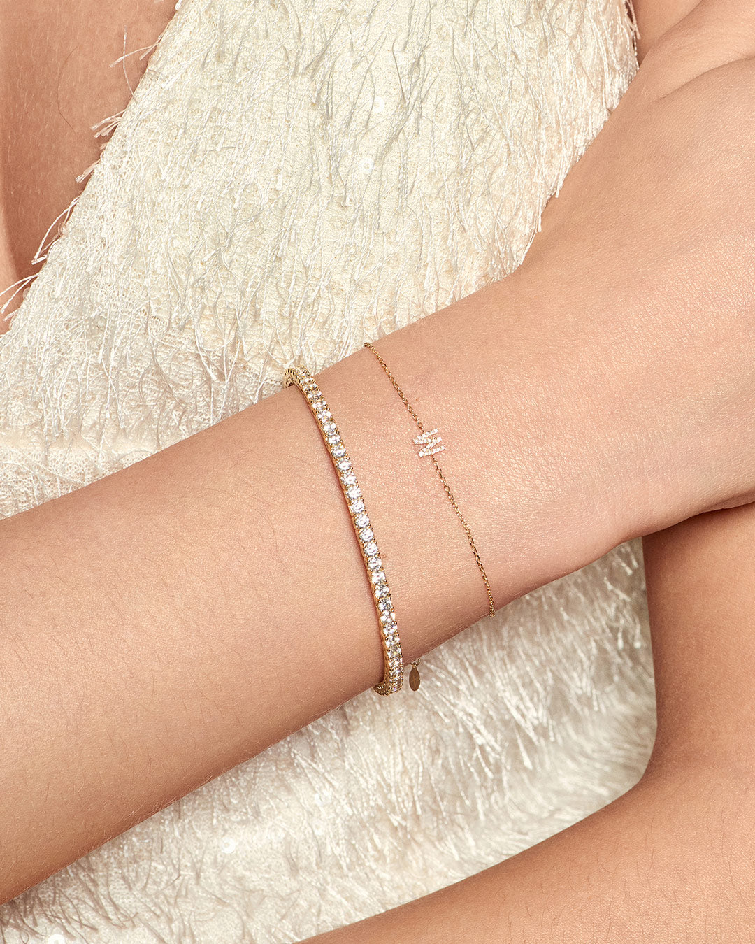 Letter Pavé Diamond Bracelet