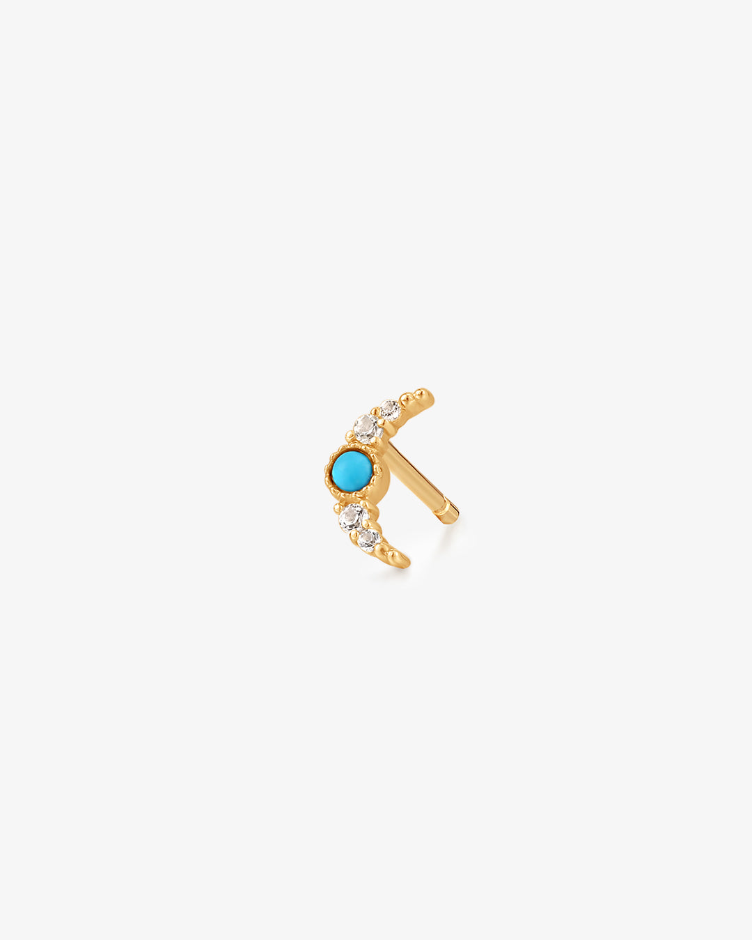 NORA | Turquoise & White Sapphire Crescent Moon Single Earring