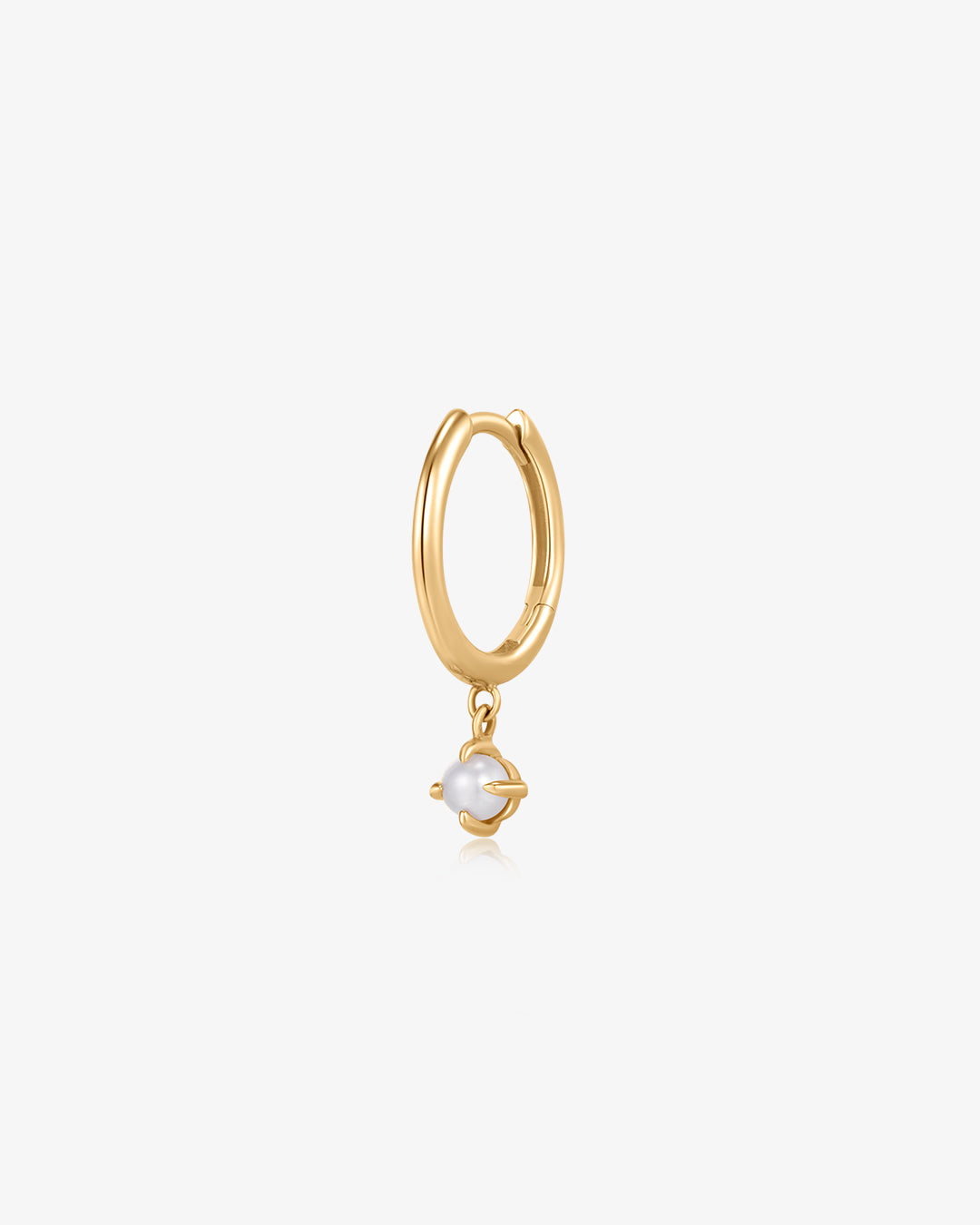 HELENA | Single White Pearl Dangle Huggie Hoop
