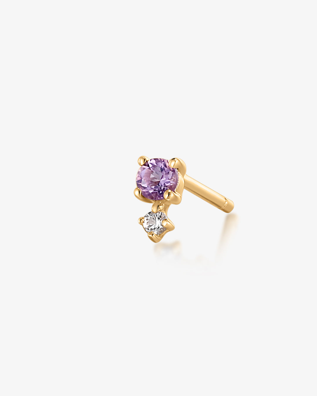 February Birthstone | Amethyst and White Sapphire Stud Earring
